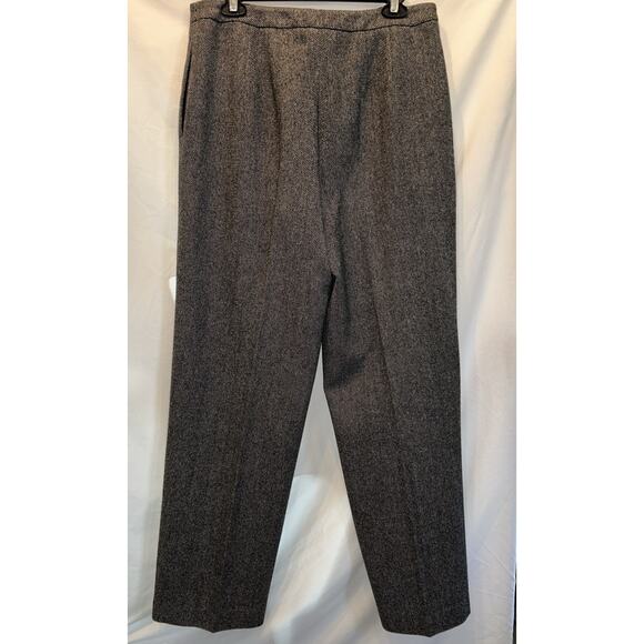 Talbots Women’s 10 Gray Wool Houndstooth Dress Pants Wide Leg Lined Career - Picture 10 of 12